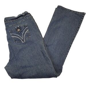 REVOLT Womens Blue Denim Bootcut High Rise Jeans 18 Flare Leg Embellished VTG 14